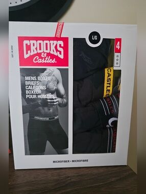 Crooks & Castles Men's Black Boxer Briefs Pack with Logo Waistband